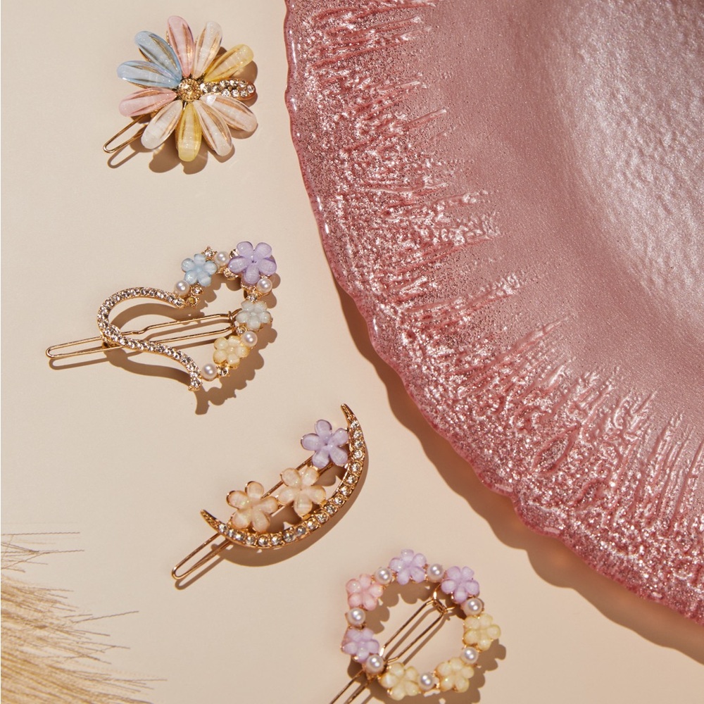 Floral Pastel Hair Clip Set